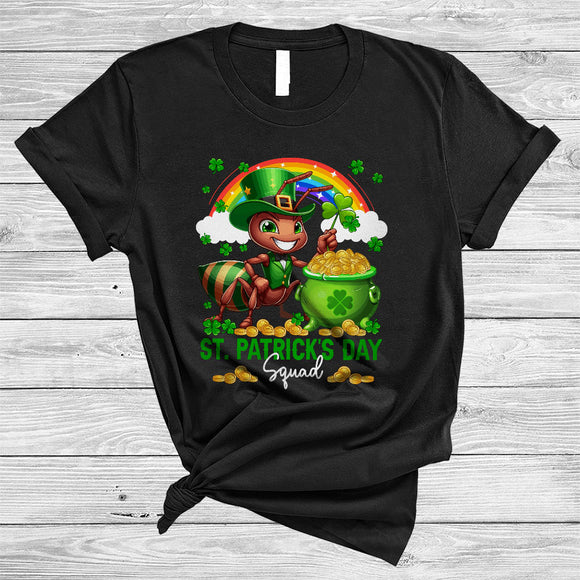MacnyStore - St. Patrick's Day Squad, Lovely Ant With Gold Pot Shamrock Rainbow, Insects Animal Lover T-Shirt