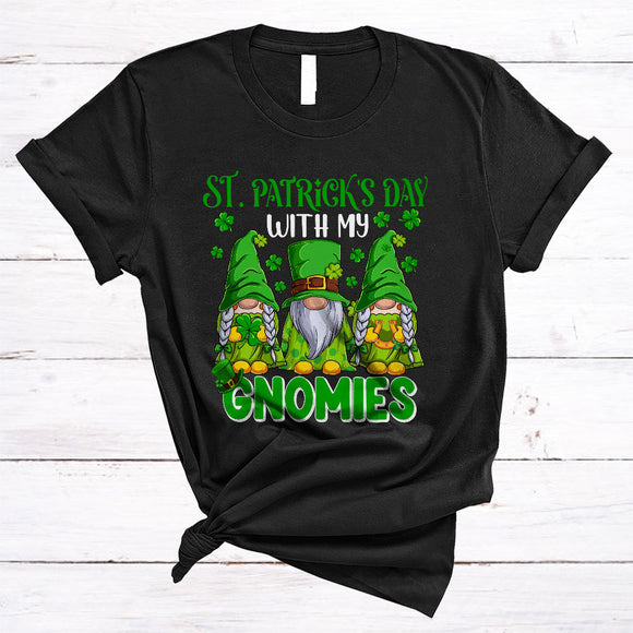 MacnyStore - St. Patrick's Day With My Gnomies, Awesome St. Patrick's Day Three Gnomes, Irish Shamrocks T-Shirt