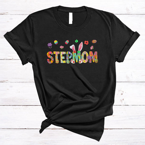 MacnyStore - Stepmom, Colorful Easter Day Bunny Ears, Easter Egg Hunting Lover Matching Family Group T-Shirt