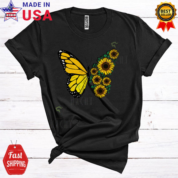 MacnyStore - Sunflower Butterfly Shape Cute Cool Sunflower Butterfly Flowers Lover Family Group T-Shirt