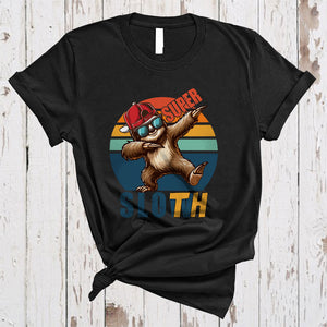 MacnyStore - Super Slow Sloth, Sarcastic Vintage Retro Dabbing Sloth Wearing Sunglasses, Zoo Keeper Animal T-Shirt