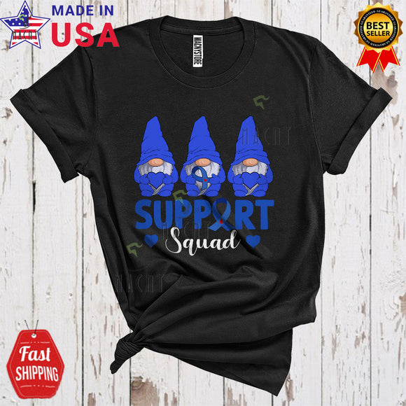 MacnyStore - Support Squad Cool Cute Diabetes Awareness Blue Ribbon Gnomes Group Lover T-Shirt