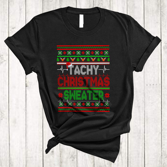 MacnyStore - Tachy Christmas Sweater, Awesome Santa Nurse NICU Nurse Heartbeat, X-mas Nurse Group T-Shirt
