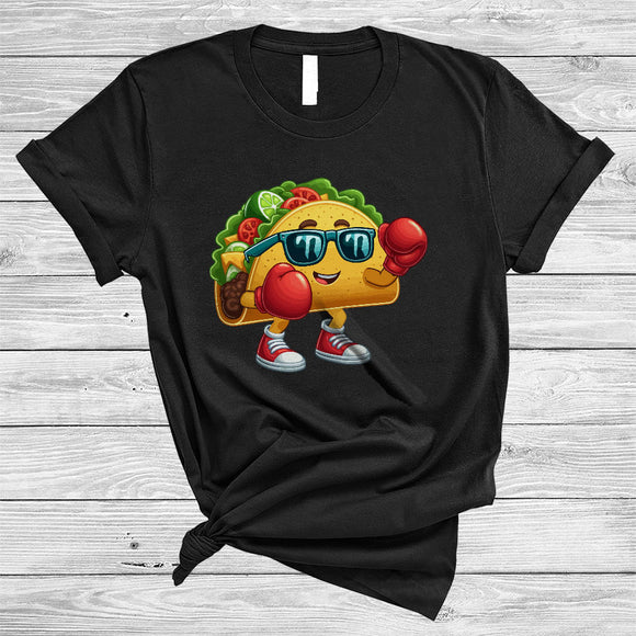 MacnyStore - Taco Sunglasses Playing Boxing, Joyful Cinco De Mayo Sport Player Food, Mexican Pride T-Shirt