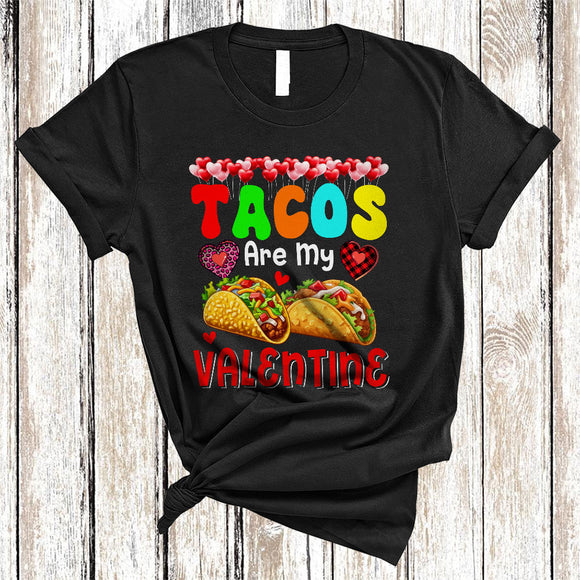 MacnyStore - Tacos Are My Valentine, Colorful Valentine's Day Taco Food Plaid Hearts, Family Group T-Shirt