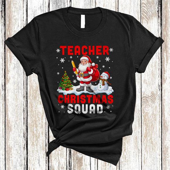 MacnyStore - Teacher Christmas Squad, Adorable Santa Teacher Lover, Pajamas Family X-mas Group T-Shirt