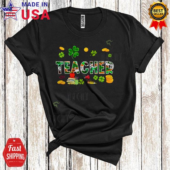 MacnyStore - Teacher Cool Cute St. Patrick's Day Irish Shamrocks Lover Matching Teacher Group T-Shirt