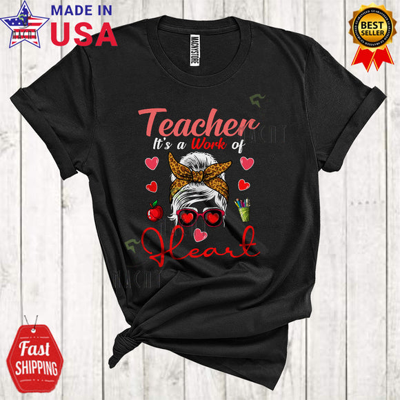MacnyStore - Teacher It's A Work Of Heart Cute Funny Valentine's Day Heart Matching Teacher Group T-Shirt