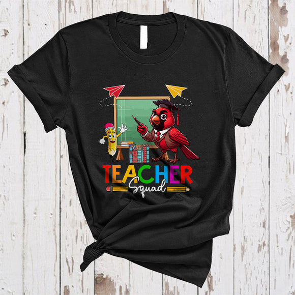 MacnyStore - Teacher Squad, Adorable Cardinal Bird Teaching Animal Lover, Matching Proud Teacher Group T-Shirt