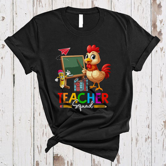 MacnyStore - Teacher Squad, Adorable Chicken Teaching Animal Lover, Matching Proud Teacher Group T-Shirt