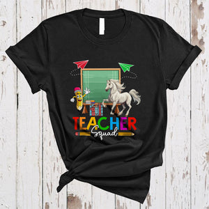 MacnyStore - Teacher Squad, Adorable Horse Teaching Animal Lover, Matching Proud Teacher Group T-Shirt