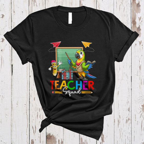 MacnyStore - Teacher Squad, Adorable Parrot Teaching Animal Lover, Matching Proud Teacher Group T-Shirt