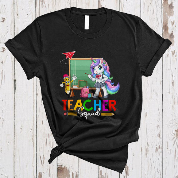 MacnyStore - Teacher Squad, Adorable Unicorn Teaching Animal Lover, Matching Proud Teacher Group T-Shirt