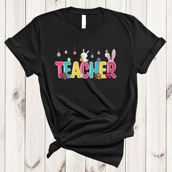 MacnyStore - Teacher, Wonderful Easter Day Bunny Hunting Eggs Lover, Matching Girls Women Family Group T-Shirt
