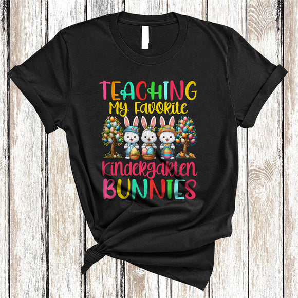 MacnyStore - Teaching My Favorite Kindergarten Bunnies, Lovely Easter Eggs Tree Three Bunnies, Teacher Group T-Shirt