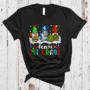 MacnyStore - Team 1st Grade, Awesome Christmas Tree Gnomes Gnomies, X-mas Student Teacher Group T-Shirt
