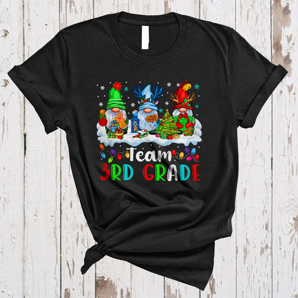 MacnyStore - Team 3rd Grade, Awesome Christmas Tree Gnomes Gnomies, X-mas Student Teacher Group T-Shirt