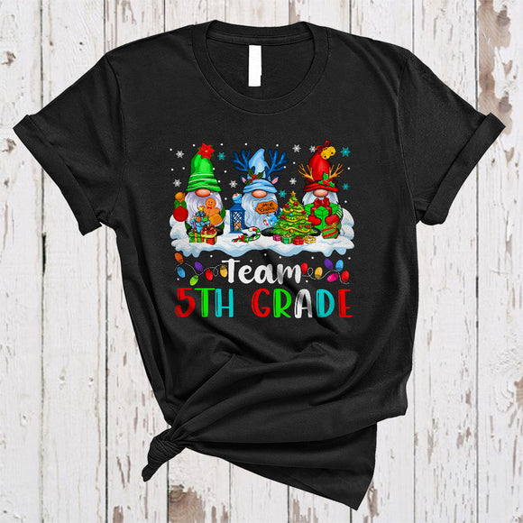 MacnyStore - Team 5th Grade, Awesome Christmas Tree Gnomes Gnomies, X-mas Student Teacher Group T-Shirt
