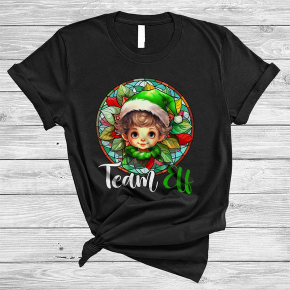 MacnyStore - Team Elf, Adorable Christmas Elf Face, Matching Pajama X-mas Family Group T-Shirt