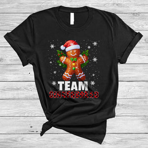 MacnyStore - Team Gingerbread, Joyful Christmas Red Plaid Santa Gingerbread, Matching X-mas Family Group T-Shirt