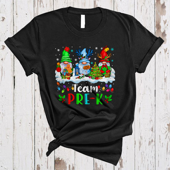 MacnyStore - Team Pre-K, Awesome Christmas Tree Gnomes Gnomies, X-mas Student Teacher Group T-Shirt