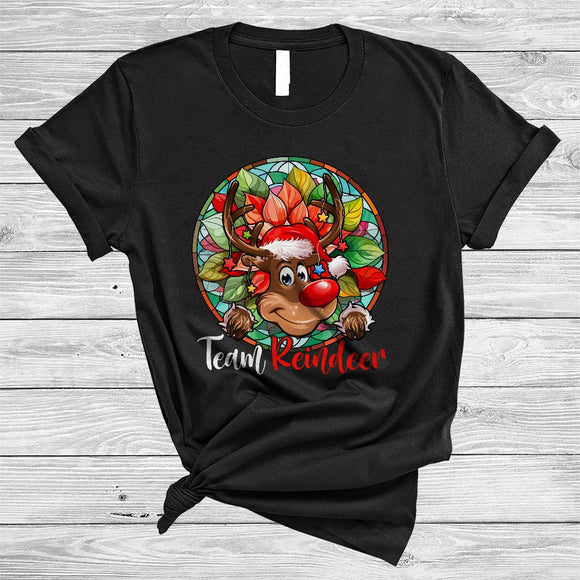 MacnyStore - Team Reindeer, Adorable Christmas Reindeer Face, Matching Pajama X-mas Family Group T-Shirt