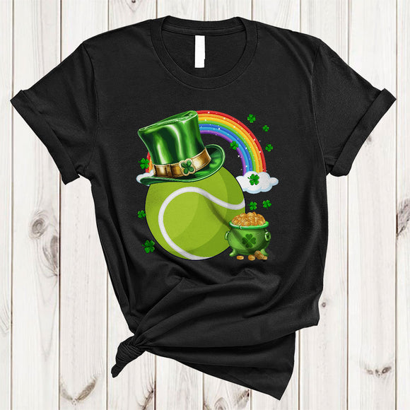 MacnyStore - Tennis With Lucky Rainbow, Joyful St. Patrick's Day Irish Sport Player Team, Shamrocks Lover T-Shirt