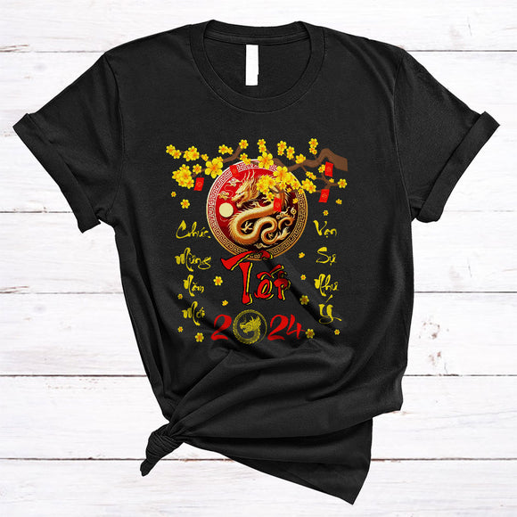 MacnyStore - Tet 2024, Happy Vietnamese Lunar New Year Flowers Dragon Lover, Matching Family Group T-Shirt