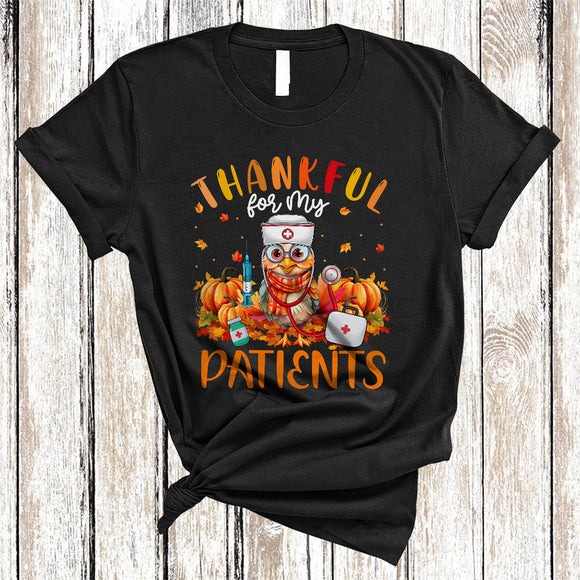 MacnyStore - Thankful For My Patients, Cute Lovely Thanksgiving Turkey Pumpkins, Nurse Team Nursing Lover T-Shirt