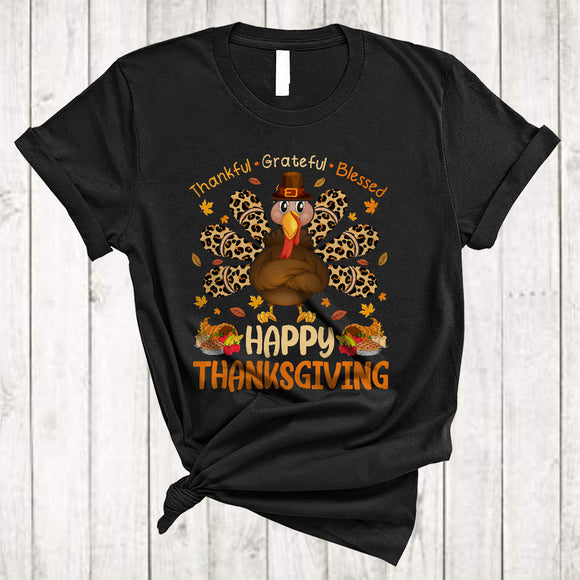 MacnyStore - Thankful Grateful Blessed Happy Thanksgiving, Wonderful Leopard Turkey Tail, Family Group T-Shirt