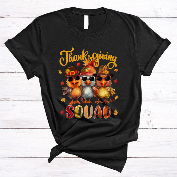 MacnyStore - Thanksgiving Squad, Joyful Thanksgiving Three Turkeys, Matching Family Fall Group T-Shirt