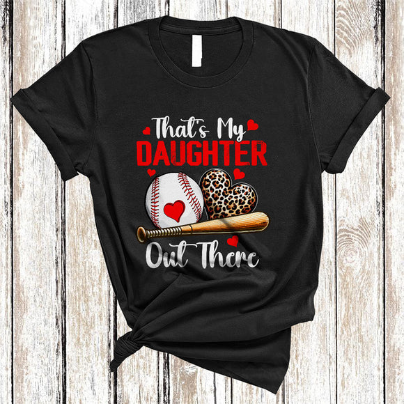MacnyStore - That's My Daughter Out There, Cool Father's Day Mother's Day Leopard Heart Baseball, Family T-Shirt