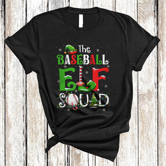 MacnyStore - The Baseball ELF Squad, Joyful Christmas ELF Baseball Player, Matching X-mas Sport Team Group T-Shirt