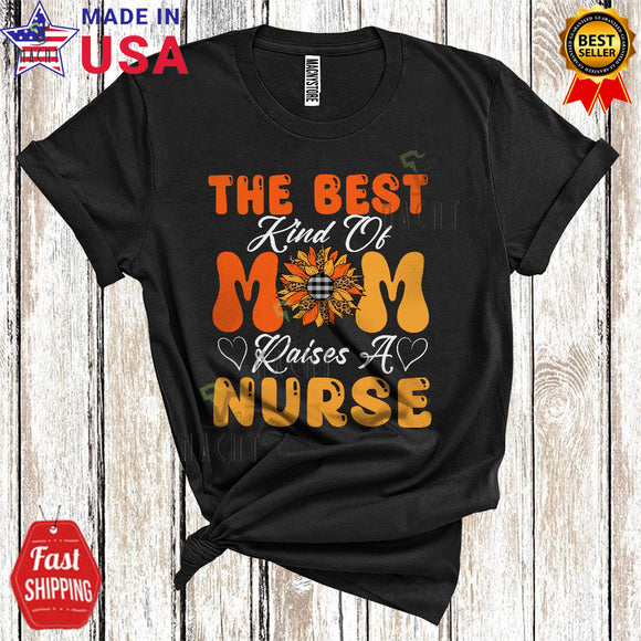 MacnyStore - The Best Kind Of Mom Raises A Nurse Cute Cool Mother's Day Matching Family Leopard Plaid Sunflower T-Shirt