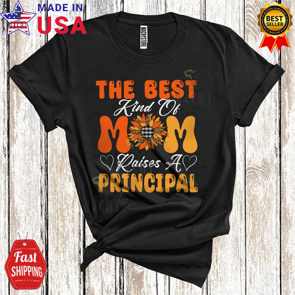 MacnyStore - The Best Kind Of Mom Raises A Principal Cute Cool Mother's Day Matching Family Leopard Plaid Sunflower T-Shirt