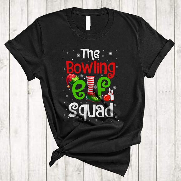 MacnyStore - The Bowling ELF Squad, Awesome Christmas ELF Hat Shoes, Matching Pajamas Family X-mas Group T-Shirt