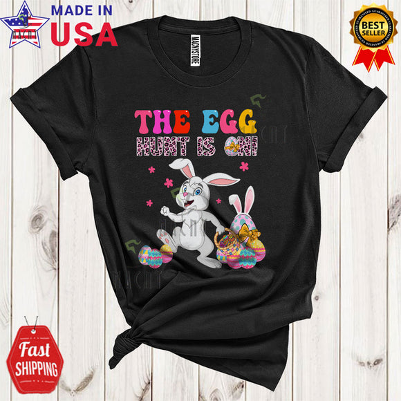 MacnyStore - The Egg Hunt Is On Cute Cool Easter Day Leopard Bunny Hunting Easter Egg Basket Lover T-Shirt