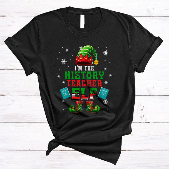MacnyStore - The History Teacher Elf, Humorous Lovely Christmas ELF Lover, Matching Family Group X-mas T-Shirt