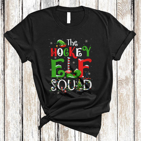 MacnyStore - The Hockey ELF Squad, Joyful Christmas ELF Hockey Player, Matching X-mas Sport Team Group T-Shirt