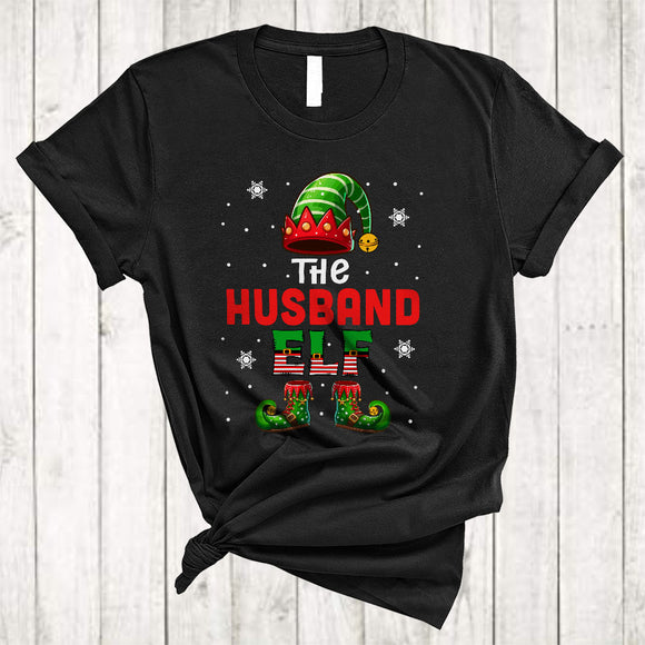 MacnyStore - The Husband ELF, Lovely Merry Christmas ELF Lover, Matching X-mas Couple Anniversary Family T-Shirt
