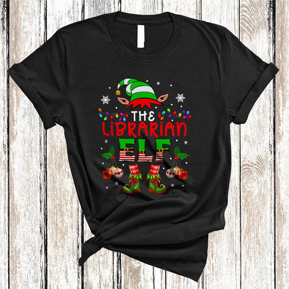 MacnyStore - The Librarian ELF, Amazing Christmas Lights ELF Lover, Matching X-mas Pajama Family Group T-Shirt