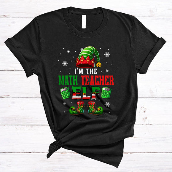 MacnyStore - The Math Teacher Elf, Humorous Lovely Christmas ELF Lover, Matching Family Group X-mas T-Shirt