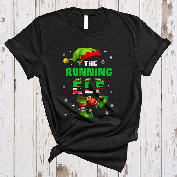 MacnyStore - The Running ELF, Amazing Christmas ELF Running Runner, Snow Around X-mas Group T-Shirt