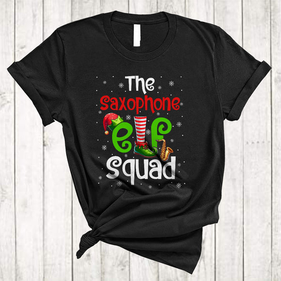 MacnyStore - The Saxophone ELF Squad, Awesome Christmas ELF Hat Shoes, Matching Pajamas Family X-mas Group T-Shirt
