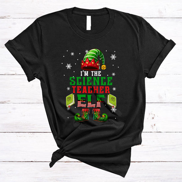 MacnyStore - The Science Teacher Elf, Humorous Lovely Christmas ELF Lover, Matching Family Group X-mas T-Shirt