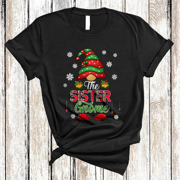 MacnyStore - The Sister Gnome, Cute Leopard Christmas Snow Gnomes, Matching Pajama Family X-mas T-Shirt