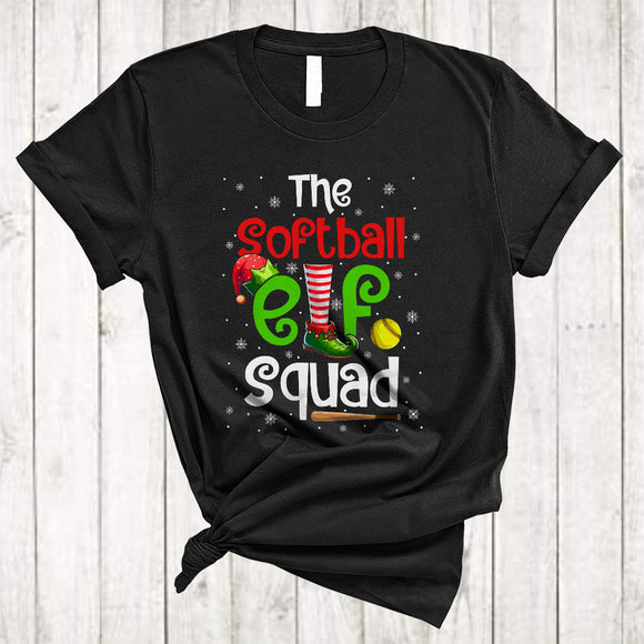 MacnyStore - The Softball ELF Squad, Awesome Christmas ELF Hat Shoes, Matching Pajamas Family X-mas Group T-Shirt