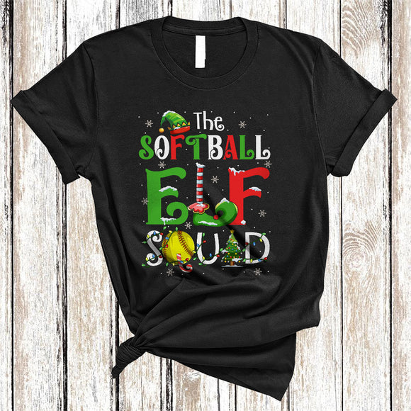 MacnyStore - The Softball ELF Squad, Joyful Christmas ELF Softball Player, Matching X-mas Sport Team Group T-Shirt