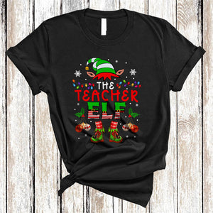 MacnyStore - The Teacher ELF, Amazing Christmas Lights ELF Lover, Matching X-mas Pajama Family Group T-Shirt