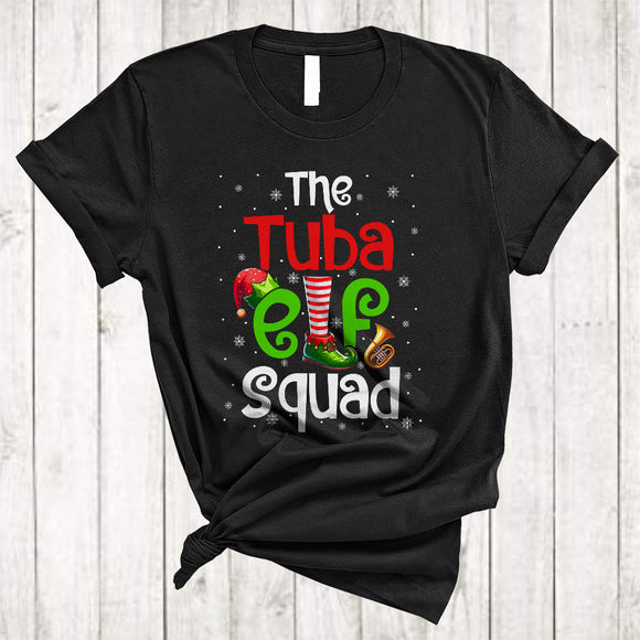 MacnyStore - The Tuba ELF Squad, Awesome Christmas ELF Hat Shoes, Matching Pajamas Family X-mas Group T-Shirt